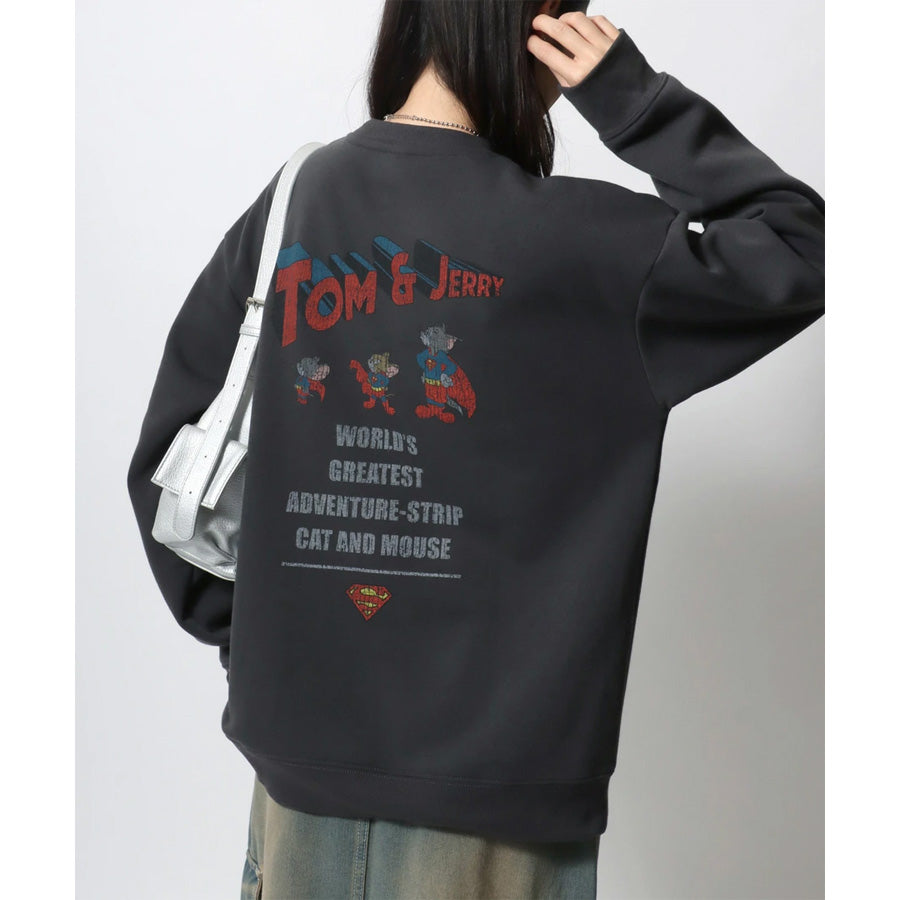 トムとジェリー スウェット トレーナー メンズ 裏起毛 ビッグシルエット オーバーサイズ ゆったり シンプル ロゴ入り ワンポイント 長袖 キャラクター レディース(0122280287)
