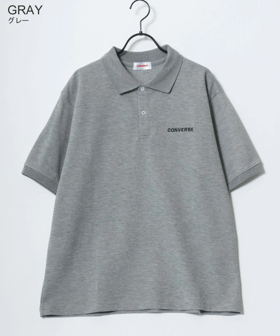 CONVERSE コンバース ポロシャツ 半袖 メンズ レディース ユニセックス ブランド QUICK DRY 速乾 カノコ 無地 ロゴ オールスター ワンポイント刺繍 襟ライン 鹿の子(0142280184)