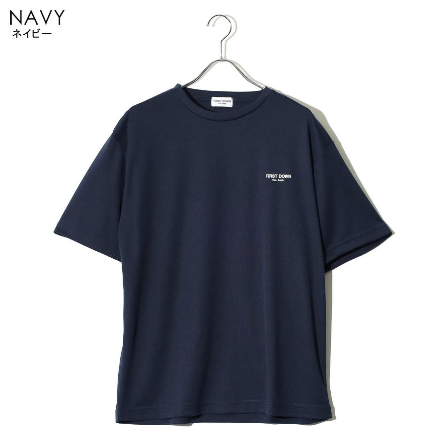 FIRST DOWN ファーストダウン Tシャツ 半袖 メンズ レディース ユニセックス マイクロメッシュ ワンポイント ブランド ロゴ クルーネック 吸水速乾 ドライ(0112000223)