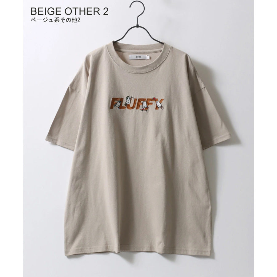 SITRY シトリー Tシャツ 半袖 メンズ レディース ユニセックス 綿100 別注 オーバーサイズ ビッグシルエット ワイドシルエット アニマル ゴースト ワンポイント刺繍 カットソー トップス(0115130027)