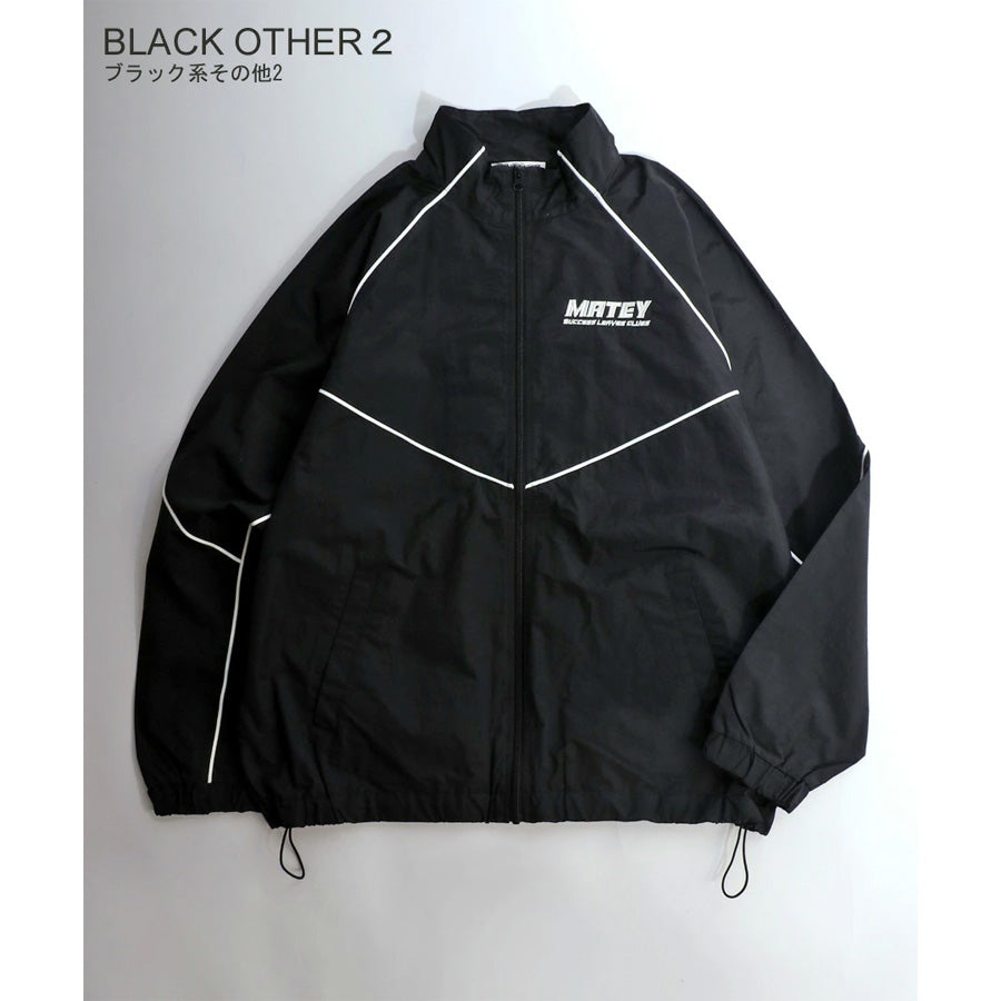 MATEY メーティー ロゴ 切替ライン シャカシャカ ナイロンブルゾン メンズ レディース ユニセックス トラックジャケット ライトアウター オーバーサイズ ルーズ(3142210160)