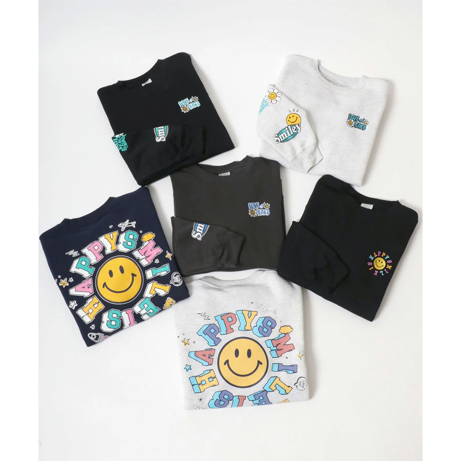 SMILEY FACE スマイリーフェイス スウェット トレーナー メンズ 裏起毛 ビッグシルエット ゆったり シンプル ロゴ入り 長袖 大きいサイズ おしゃれ かわいい レディース(0122510146)