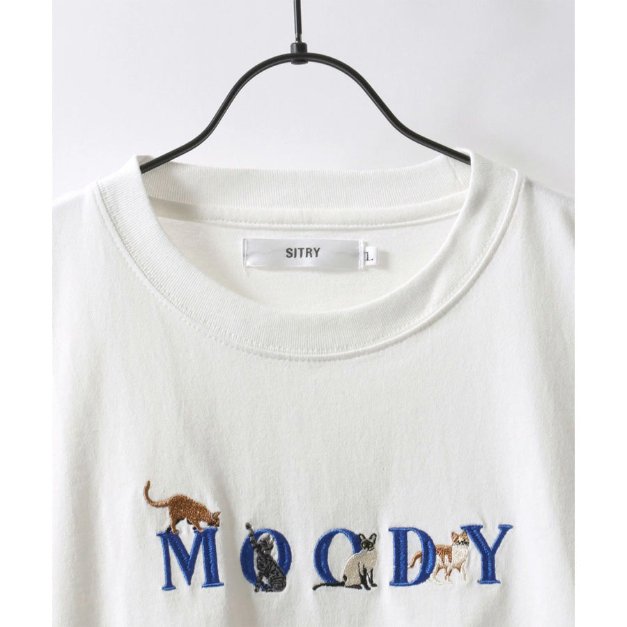SITRY シトリー Tシャツ 半袖 メンズ レディース ユニセックス 綿100 別注 オーバーサイズ ビッグシルエット ワイドシルエット アニマル ゴースト ワンポイント刺繍 カットソー トップス(0115130027)