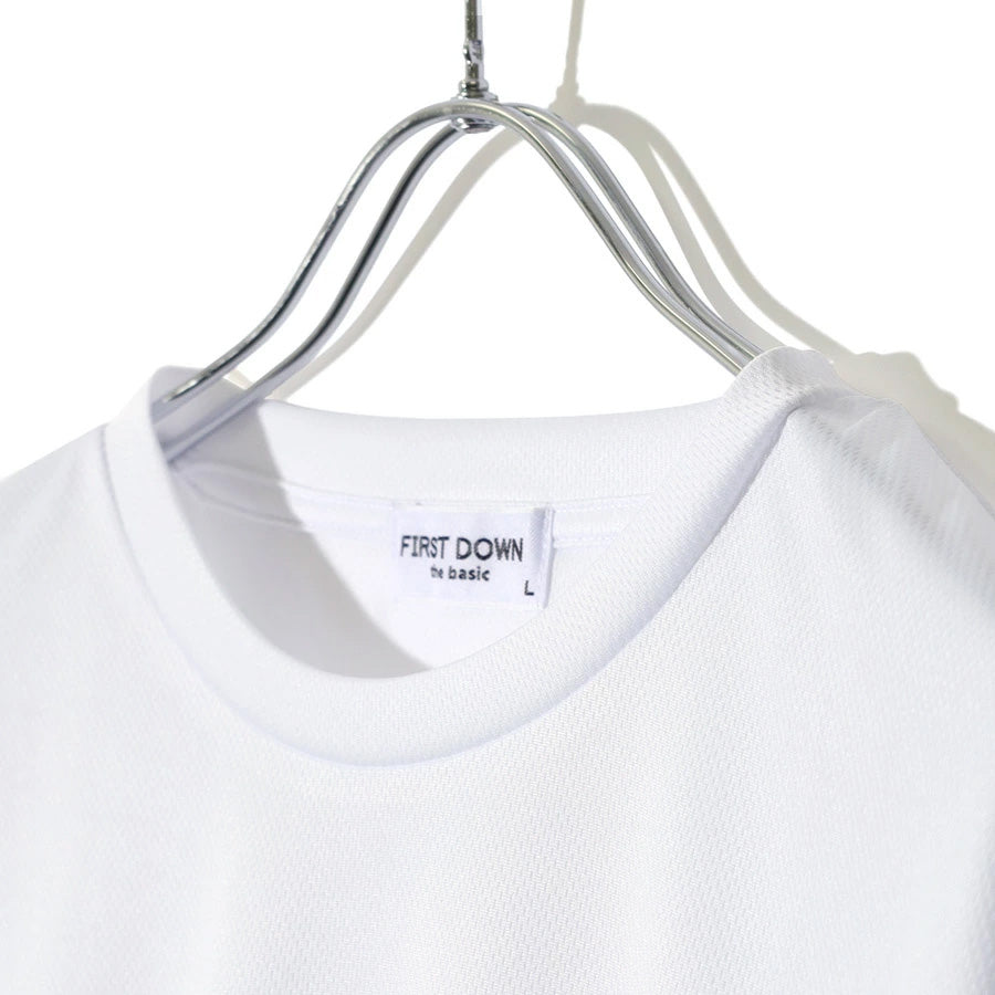 FIRST DOWN ファーストダウン Tシャツ 半袖 メンズ レディース ユニセックス マイクロメッシュ ワンポイント ブランド ロゴ クルーネック 吸水速乾 ドライ(0112000223)