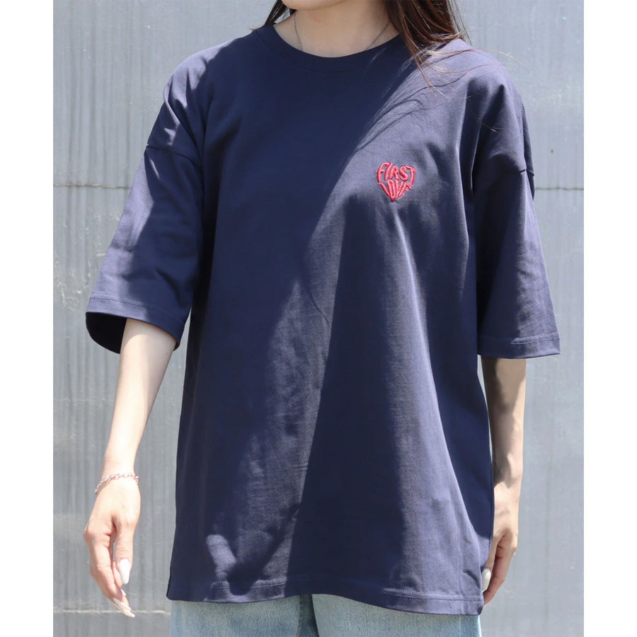 Lazar ラザル Tシャツ メンズ レディース ユニセックス 半袖 ロゴ ワンポイント 刺繍 ビッグシルエット オーバーサイズ ハート柄 カットソー(0115030058)