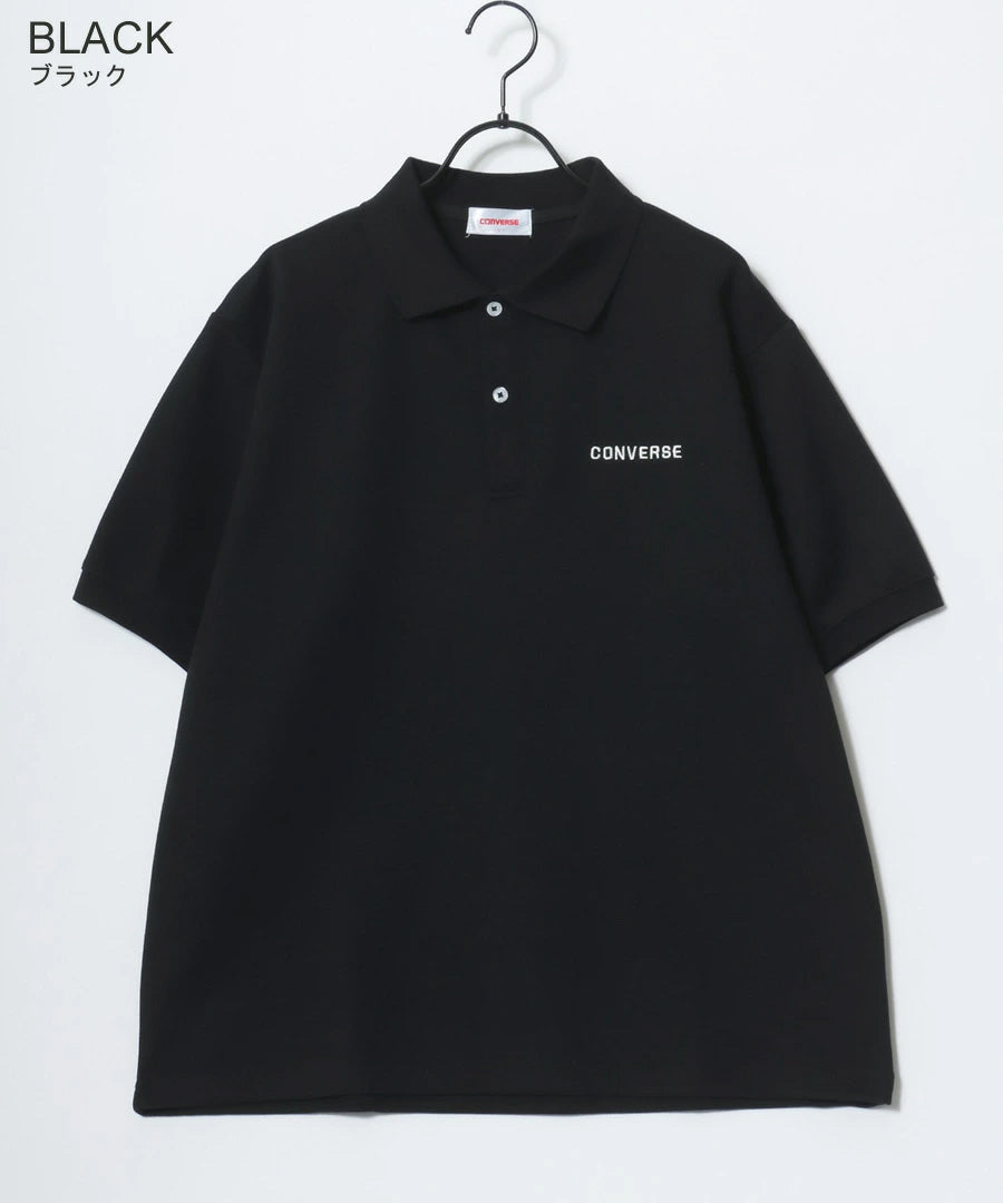 CONVERSE コンバース ポロシャツ 半袖 メンズ レディース ユニセックス ブランド QUICK DRY 速乾 カノコ 無地 ロゴ オールスター ワンポイント刺繍 襟ライン 鹿の子(0142280184)