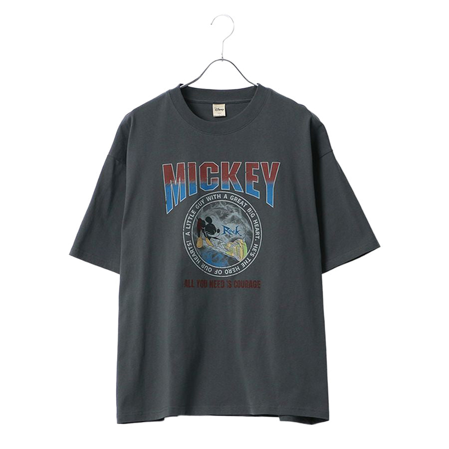 Disney ディズニー Tシャツ 半袖 メンズ レディース ユニセックス キャラクター 綿100% 春夏 大きいサイズ ヴィンテージ風 プリント ティーシャツ ロック バンド ピグメント加工 ROCK(0112281249)