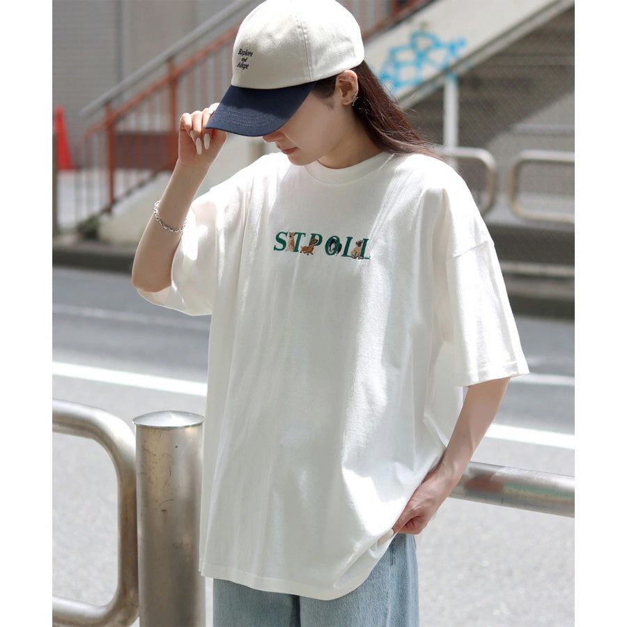 SITRY シトリー Tシャツ 半袖 メンズ レディース ユニセックス 綿100 別注 オーバーサイズ ビッグシルエット ワイドシルエット アニマル ゴースト ワンポイント刺繍 カットソー トップス(0115130027)