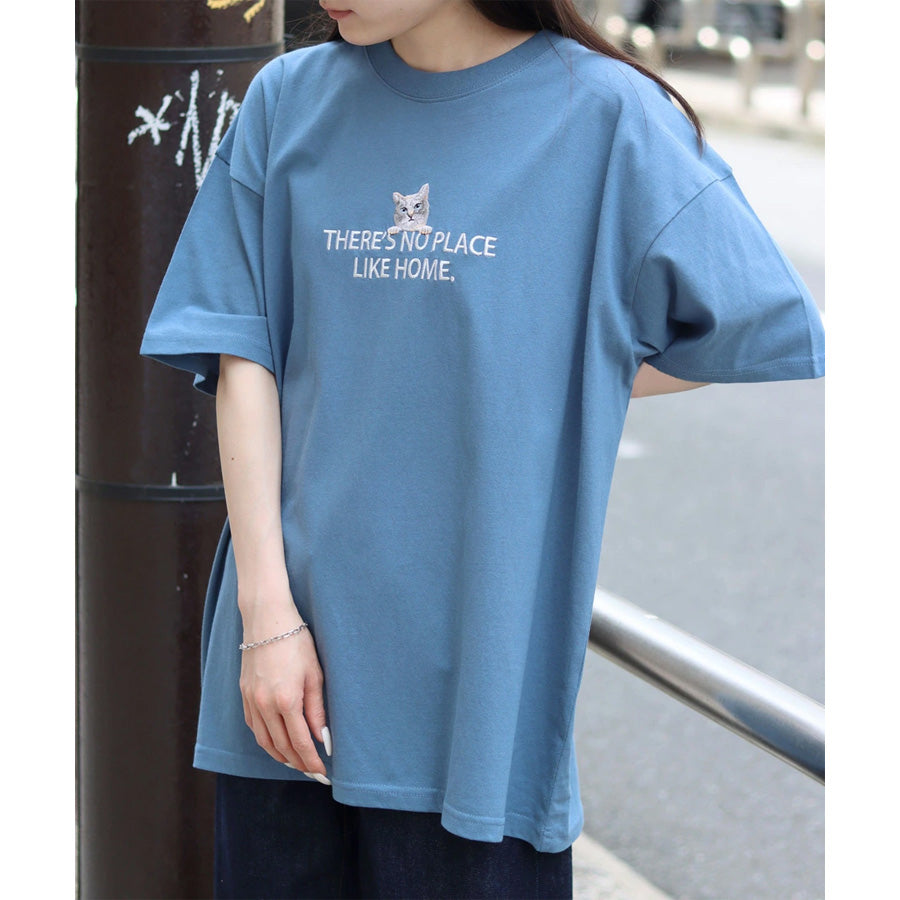 SITRY シトリー Tシャツ 半袖 メンズ レディース ユニセックス 綿100 別注 オーバーサイズ ビッグシルエット ワイドシルエット アニマル ワンポイント刺繍 ストリート カットソー トップス(0115130026)