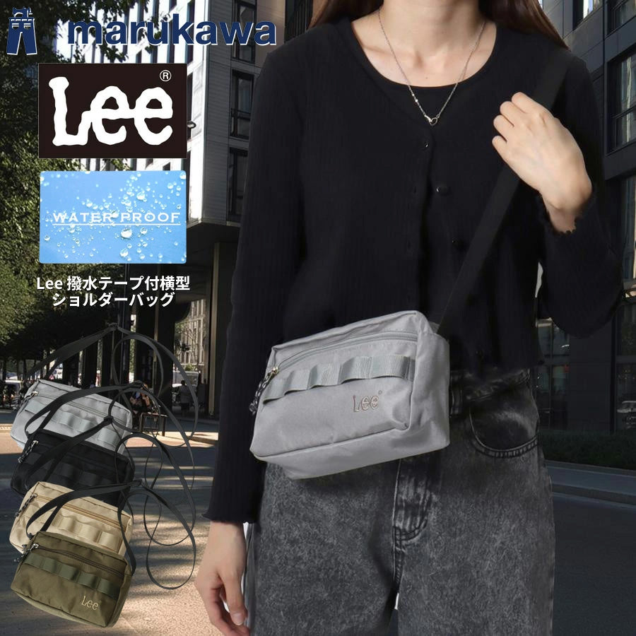 Lee リー ミニ 横型 ショルダーバッグ メンズ レディース ユニセックス 男女兼用 サコッシュ 撥水 ブランド ロゴ ワンポイント 刺繍 テープ付き 軽量 コンパクト 丈夫 耐久性 ポリエステル シンプル 収納力 旅行 アウトドア(7727840044)
