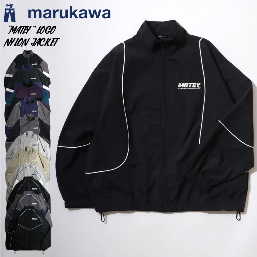 MATEY メーティー ロゴ 切替ライン シャカシャカ ナイロンブルゾン メンズ レディース ユニセックス トラックジャケット ライトアウター オーバーサイズ ルーズ(3142210160)