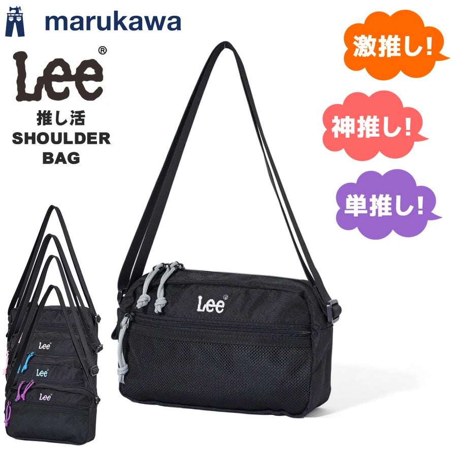 Lee リー 推し活 推しのカラーが見つかる ヨコ型 横型 ショルダーバッグ メンズ レディース ユニセックス ブランド カラー刺繍ロゴ 引手 インナーポケット メイン収納 インナー フロント バック ポケット 旅行(7727840039)