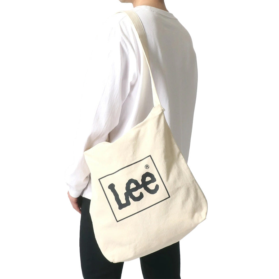 Lee リー ショルダーバッグ キャンバス 2WAY レディース メンズ ユニセックス トートバッグ ロゴプリント ミニボックスロゴ 刺繍 無地 バックポケット ミニポケット 収納 B4 大容量 通勤 通学 デイリーユース(7787840001)