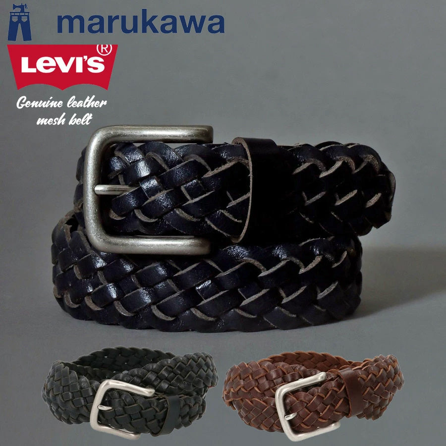 Levi's リーバイス ベルト メンズ おしゃれ ブランド 革 本革 穴 なし カジュアル ビジネス 大きいサイズ かっこいい レザー メッシュ カジュアル カウレザー ミニマル スクエアバックル バットウィング メッシュタイプ レディース ユニセックス(7718990072)