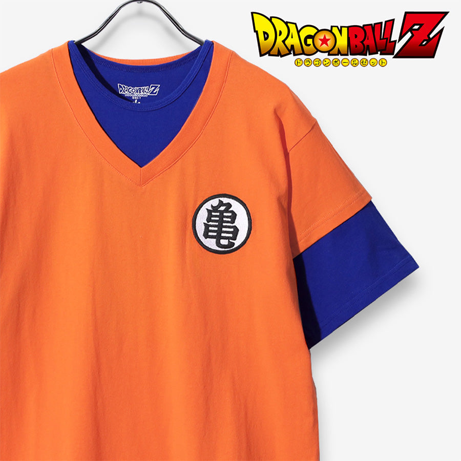 DRAGONBALL ドラゴンボール Tシャツ 半袖 メンズ レディース ユニセックス 綿100 フェイクレイヤード クルーネック 刺繍 バックプリント 道着 カプセルコーポレーション レッドリボン軍(0117320162)