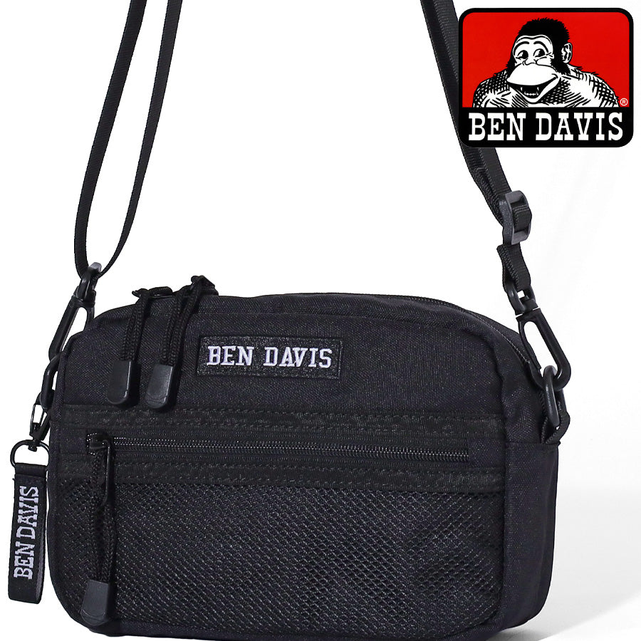BEN DAVIS ベン デイビス ヨコ型 ショルダーバッグ メンズ レディース ユニセックス 男女兼用 ブランド ボックス ロゴ 軽量 大容量 ちょうどいいサイズ感 ストラップ付 ショルダー取外可 旅行 お出かけ(7721600078)
