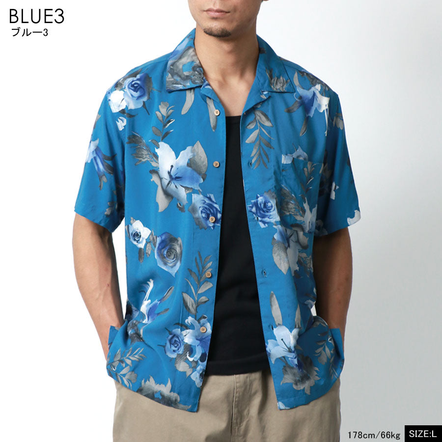 marukawa アロハシャツ 半袖 総柄 レーヨン オープンカラーシャツ ALOHA ハワイ ハワイアン(2152820087)