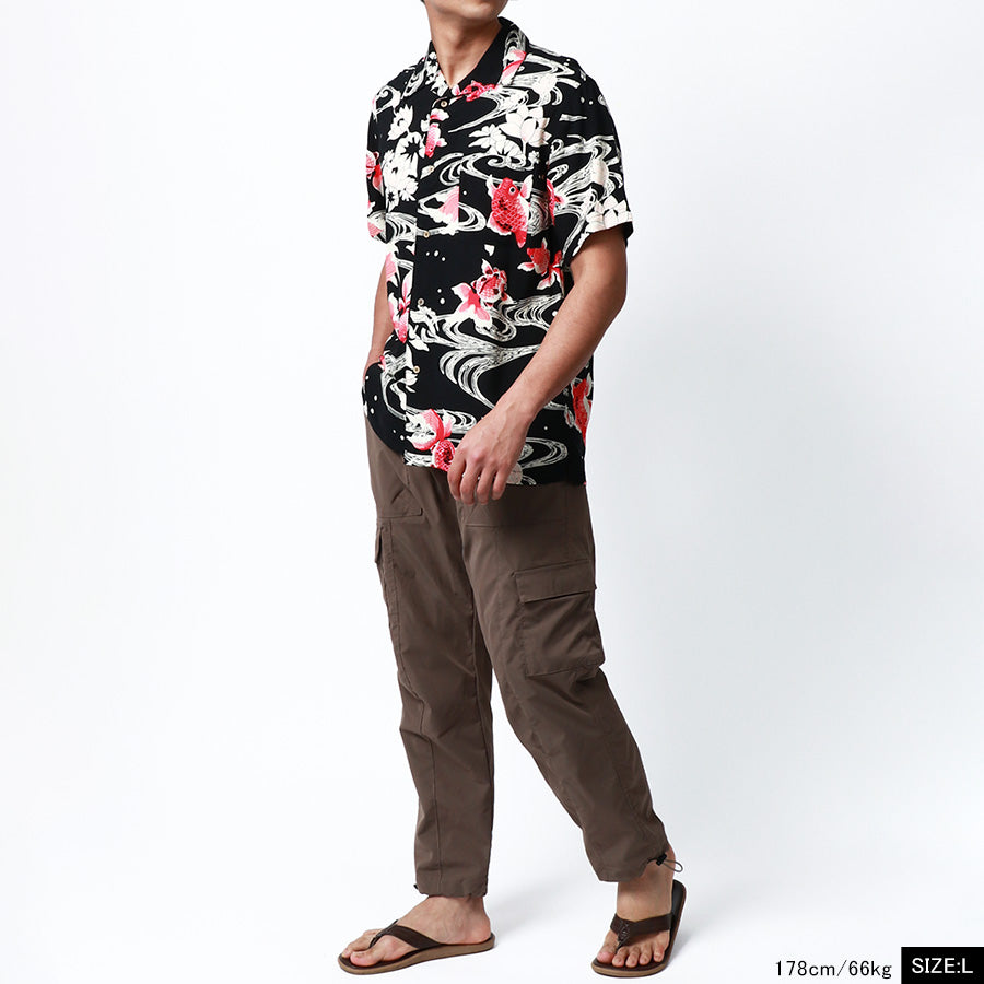 marukawa マルカワ アロハシャツ メンズ 半袖 レーヨン 夏服 夏用 涼しい 総柄 シャツ 柄シャツ かりゆしウェア ハワイアンシャツ 花柄 魚 派手 ALOHA ハワイ(2152820088)