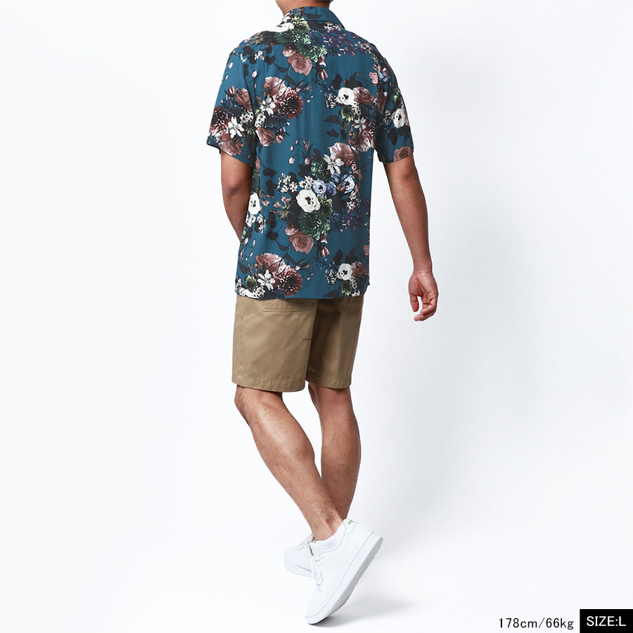 marukawa マルカワ アロハシャツ メンズ 半袖 レーヨン 夏服 夏用 涼しい 総柄 シャツ 柄シャツ かりゆしウェア ハワイアンシャツ 花柄 魚 派手 ALOHA ハワイ(2152820088)