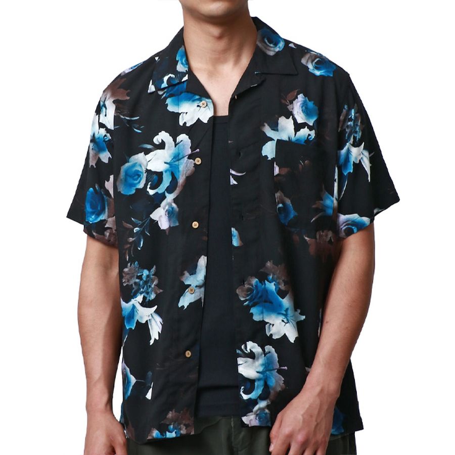 marukawa マルカワ アロハシャツ メンズ 半袖 レーヨン 夏服 夏用 涼しい 総柄 シャツ 柄シャツ かりゆしウェア ハワイアンシャツ 花柄 魚 派手 ALOHA ハワイ(2152820088)