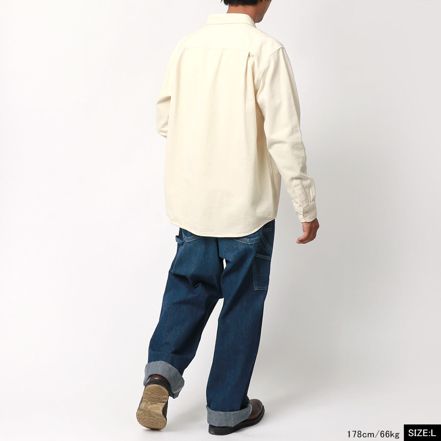 MRU ワークシャツ ツイルシャツ デニムシャツ きれいめ カジュアル シンプル 秋 ツイル デニム 無地 長袖(2182680078)