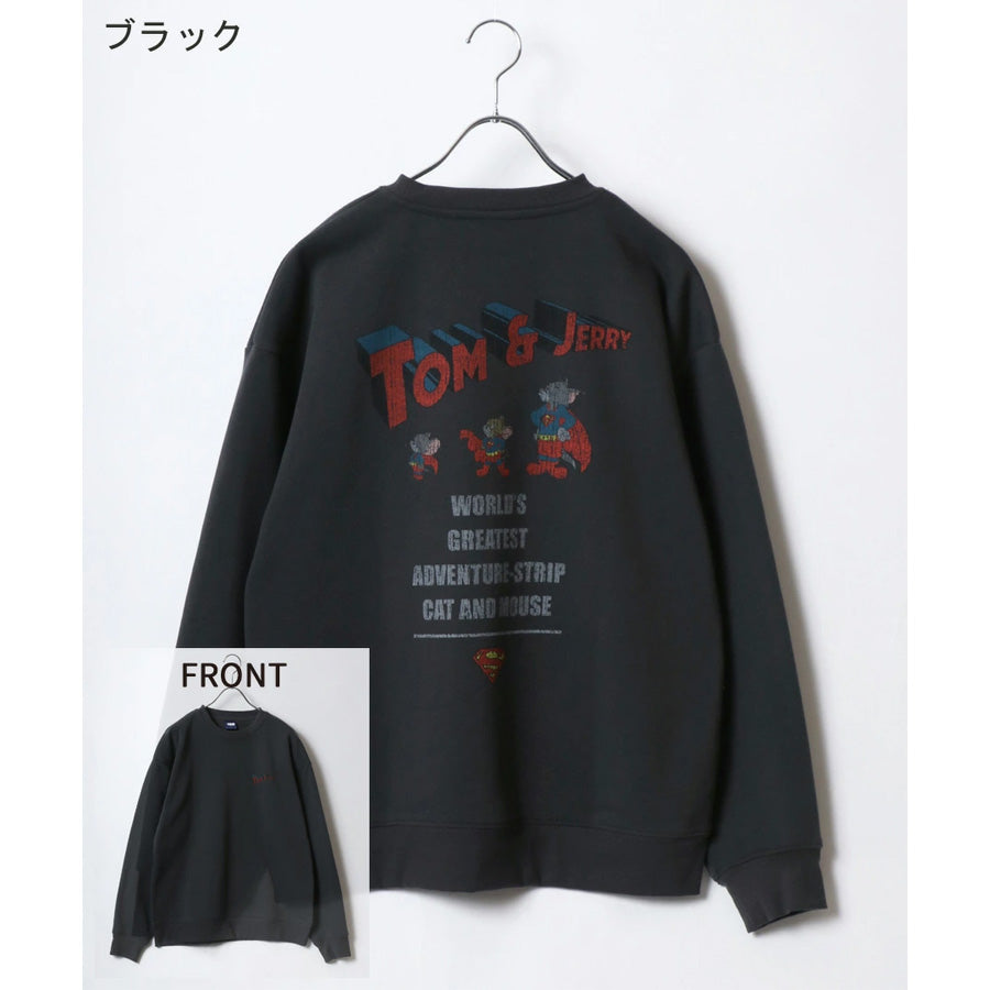 トムとジェリー スウェット トレーナー メンズ 裏起毛 ビッグシルエット オーバーサイズ ゆったり シンプル ロゴ入り ワンポイント 長袖 キャラクター レディース(0122280287)