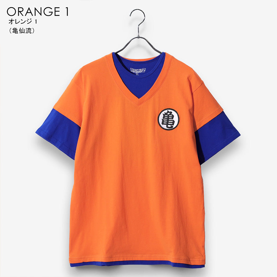DRAGONBALL ドラゴンボール Tシャツ 半袖 メンズ レディース ユニセックス 綿100 フェイクレイヤード クルーネック 刺繍 バックプリント 道着 カプセルコーポレーション レッドリボン軍(0117320162)