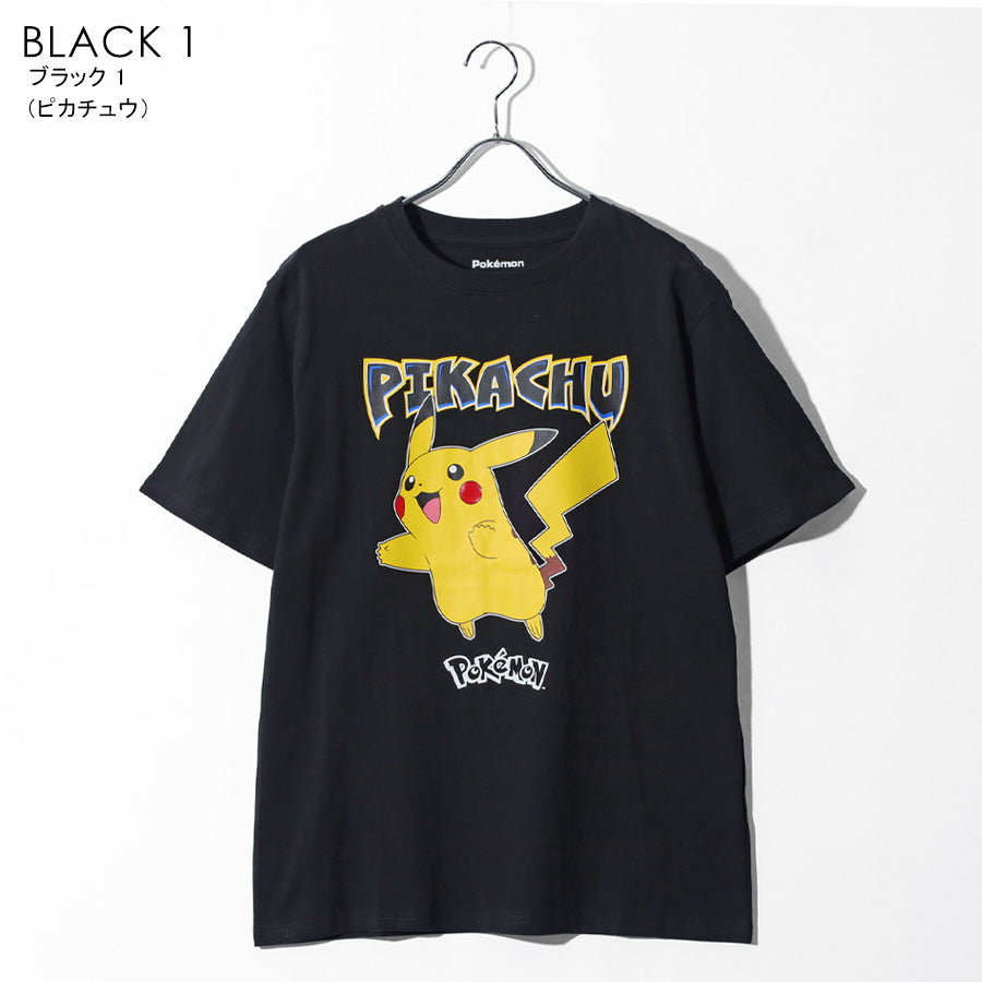 POKEMON ポケモン キャラクター プリント Tシャツ 半袖 メンズ レディース ユニセックス クルーネック 綿100 ピカチュウ ゲンガー メタモン イーブイ カビゴン ミミッキュ おしゃれ オシャレ(0117320153)