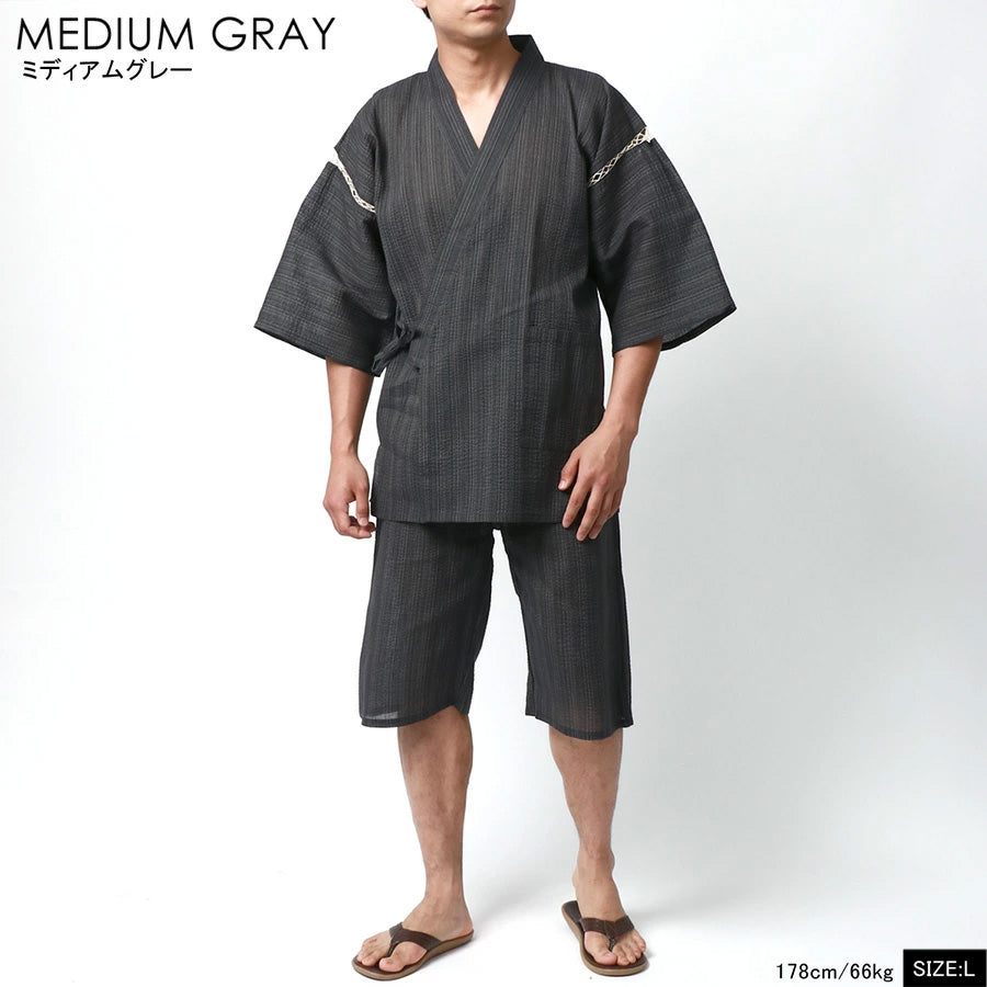 marukawa 甚平 甚兵衛 メンズ 涼しい おしゃれ 大きいサイズ じんべい jinbei しじら織 生地 半袖 上下セット 綿100 和服 和装 ルームウェア お祭り 花火大会 イベント(3192210014)