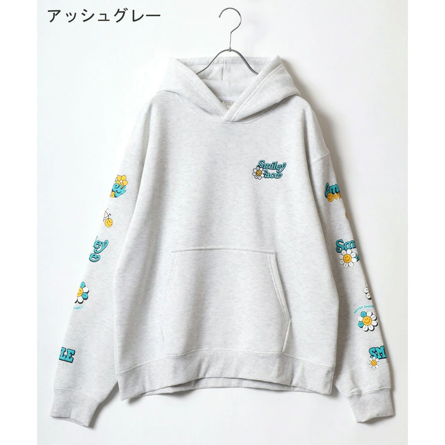 SMILEY FACE スマイリーフェイス スウェット パーカー メンズ 裏起毛 プルパーカー フーディ フーディー ワンポイント刺繍 スエット レディース(0132510130)