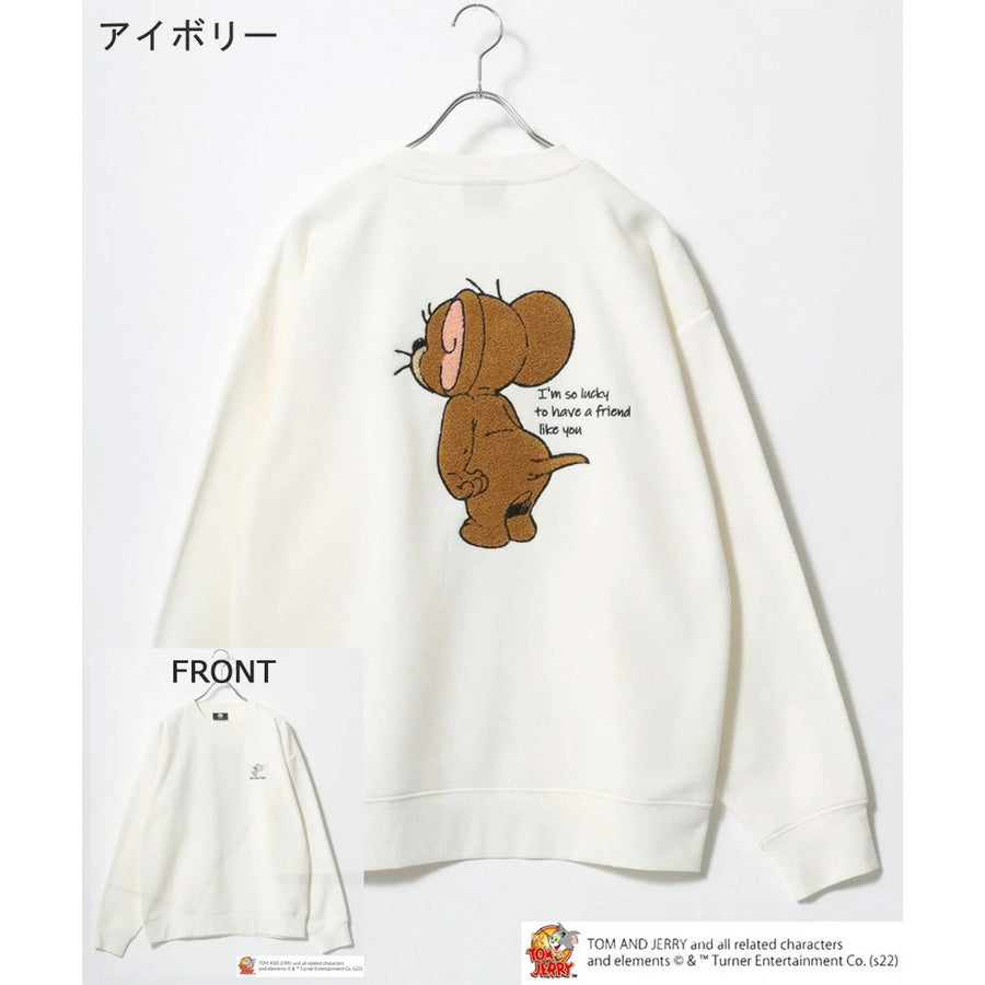 Tom and Jerry トムとジェリー スウェット トレーナー メンズ 裏起毛 ビッグシルエット オーバーサイズ ゆったり シンプル ロゴ入り ワンポイント 長袖 キャラクター 大きいサイズ レディース(0122280285)