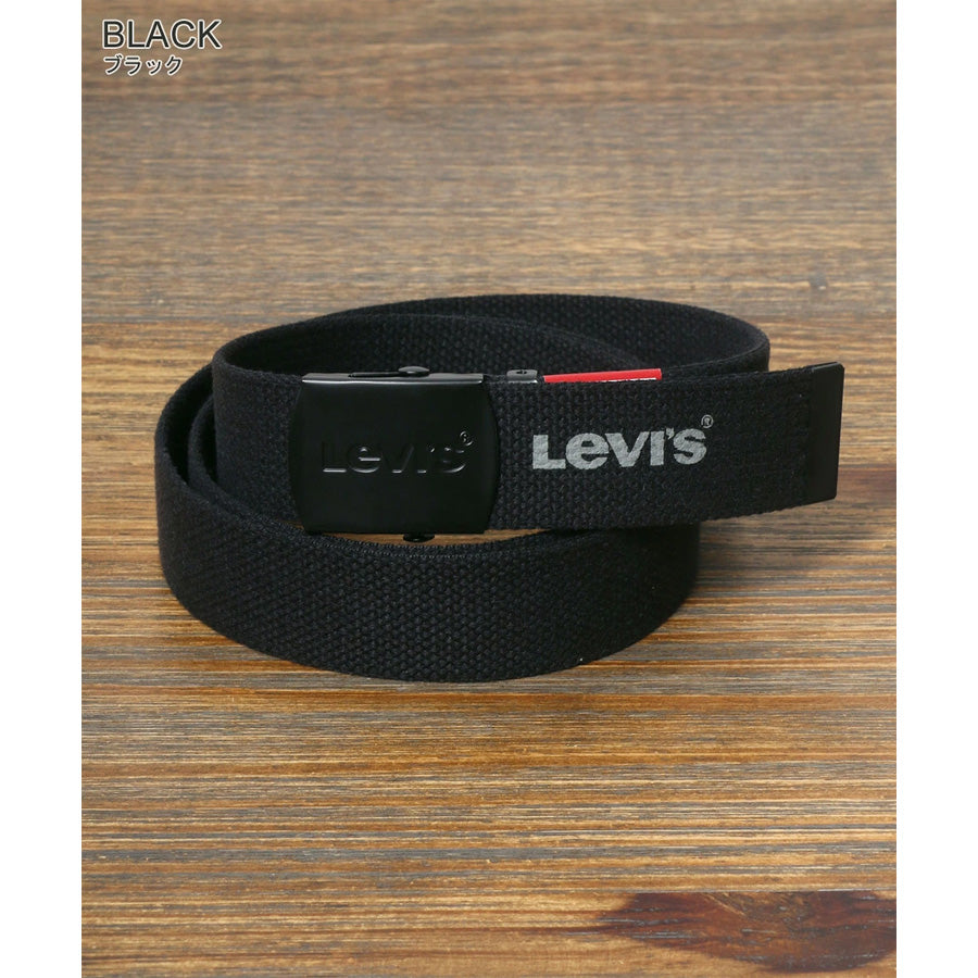 Levi's リーバイス GI ガチャベルト 35mm ブラックバックル 日本製 MADE IN JAPAN ブランド ロゴ ロングサイズ カジュアル ワーク 長さの調整~115cmまで可能(7718990029)