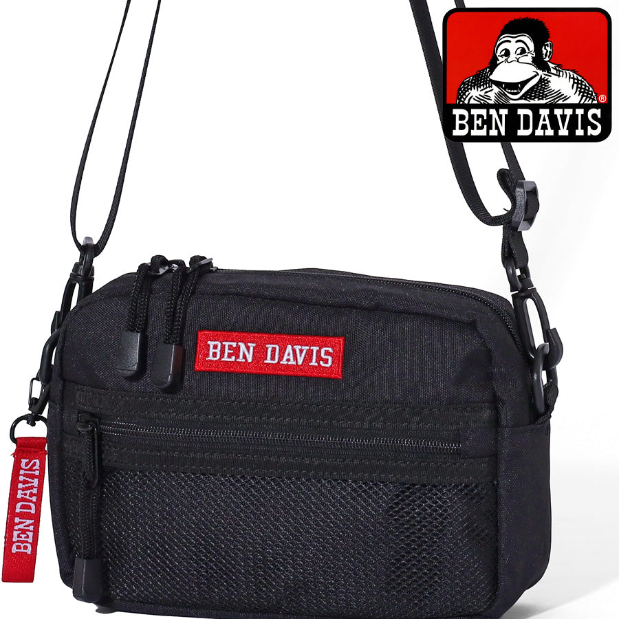 BEN DAVIS ベン デイビス ヨコ型 ショルダーバッグ メンズ レディース ユニセックス 男女兼用 ブランド ボックス ロゴ 軽量 大容量 ちょうどいいサイズ感 ストラップ付 ショルダー取外可 旅行 お出かけ(7721600078)