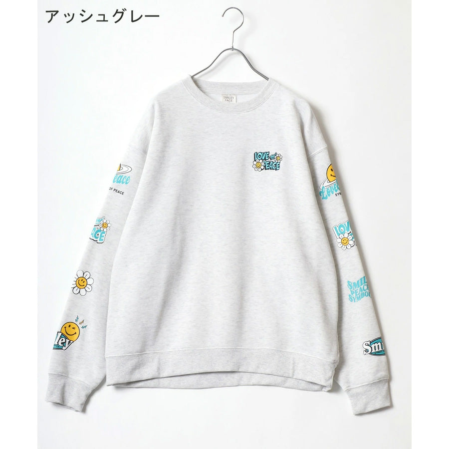 SMILEY FACE スマイリーフェイス スウェット トレーナー メンズ 裏起毛 ビッグシルエット ゆったり シンプル ロゴ入り 長袖 大きいサイズ おしゃれ かわいい レディース(0122510146)