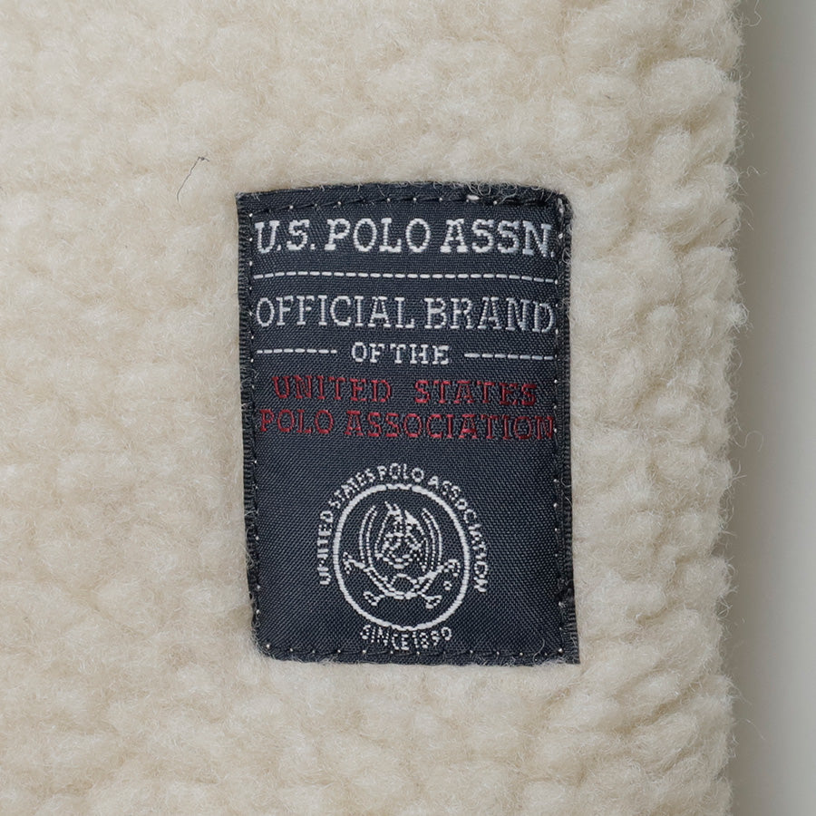 U.S. POLO ASSN. ユーエスポロアッスン ボア フリース ジャケット メンズ レディース ユニセックス スタンドジャケット ブルゾン オーバーサイズ ブランド ロゴ フルジップ 切替 軽量 ハイネック 暖かい 防寒着(3177140002)