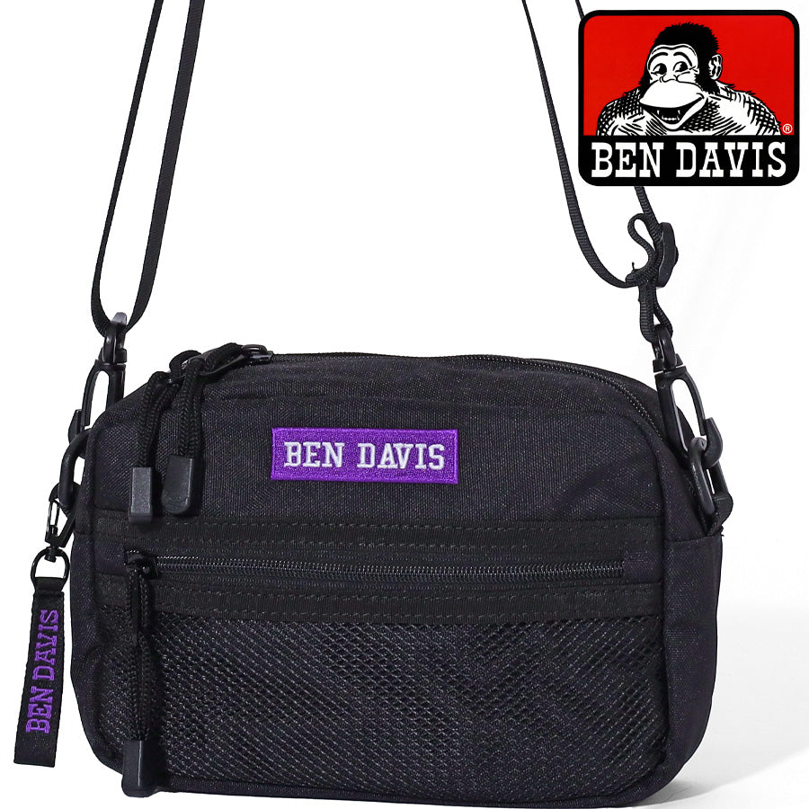 BEN DAVIS ベン デイビス ヨコ型 ショルダーバッグ メンズ レディース ユニセックス 男女兼用 ブランド ボックス ロゴ 軽量 大容量 ちょうどいいサイズ感 ストラップ付 ショルダー取外可 旅行 お出かけ(7721600078)