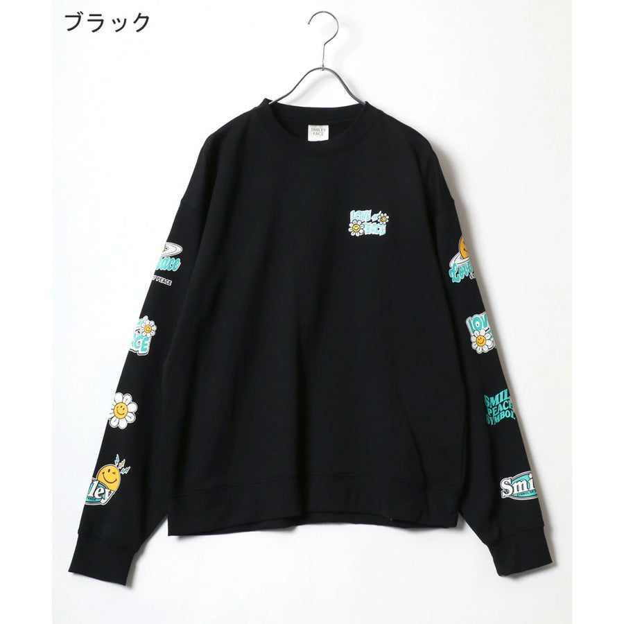 SMILEY FACE スマイリーフェイス スウェット トレーナー メンズ 裏起毛 ビッグシルエット ゆったり シンプル ロゴ入り 長袖 大きいサイズ おしゃれ かわいい レディース(0122510146)