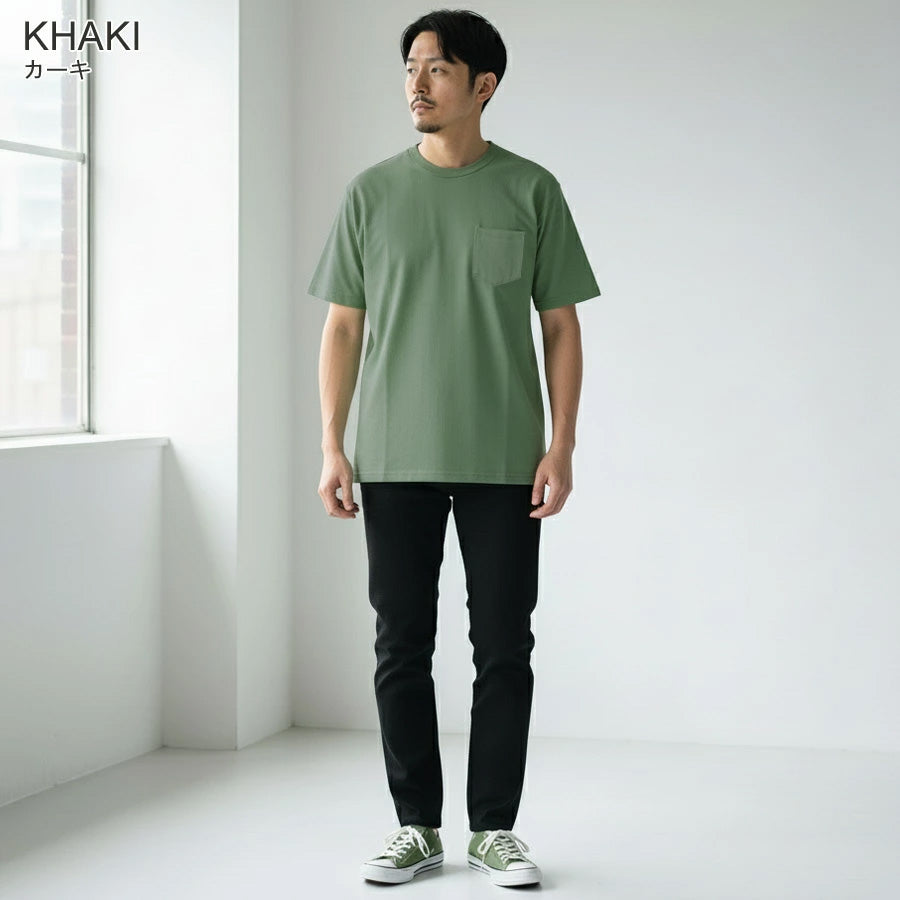 ヒヤロン 接触冷感 Tシャツ 半袖 無地 メンズ レディース ユニセックス クルーネック ポケット付き ポケT ひんやり 涼しい(0111690022)