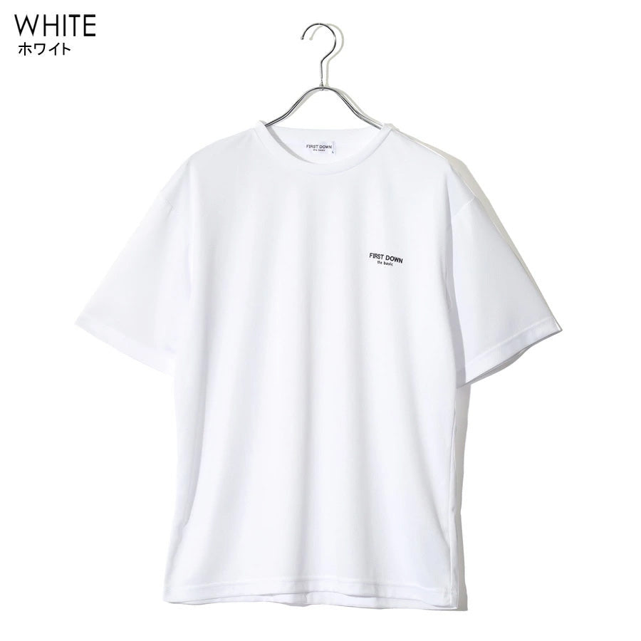 FIRST DOWN ファーストダウン Tシャツ 半袖 メンズ レディース ユニセックス マイクロメッシュ ワンポイント ブランド ロゴ クルーネック 吸水速乾 ドライ(0112000223)