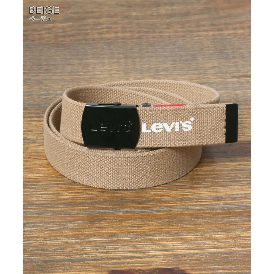 Levi's リーバイス GI ガチャベルト 35mm ブラックバックル 日本製 MADE IN JAPAN ブランド ロゴ ロングサイズ カジュアル ワーク 長さの調整~115cmまで可能(7718990029)