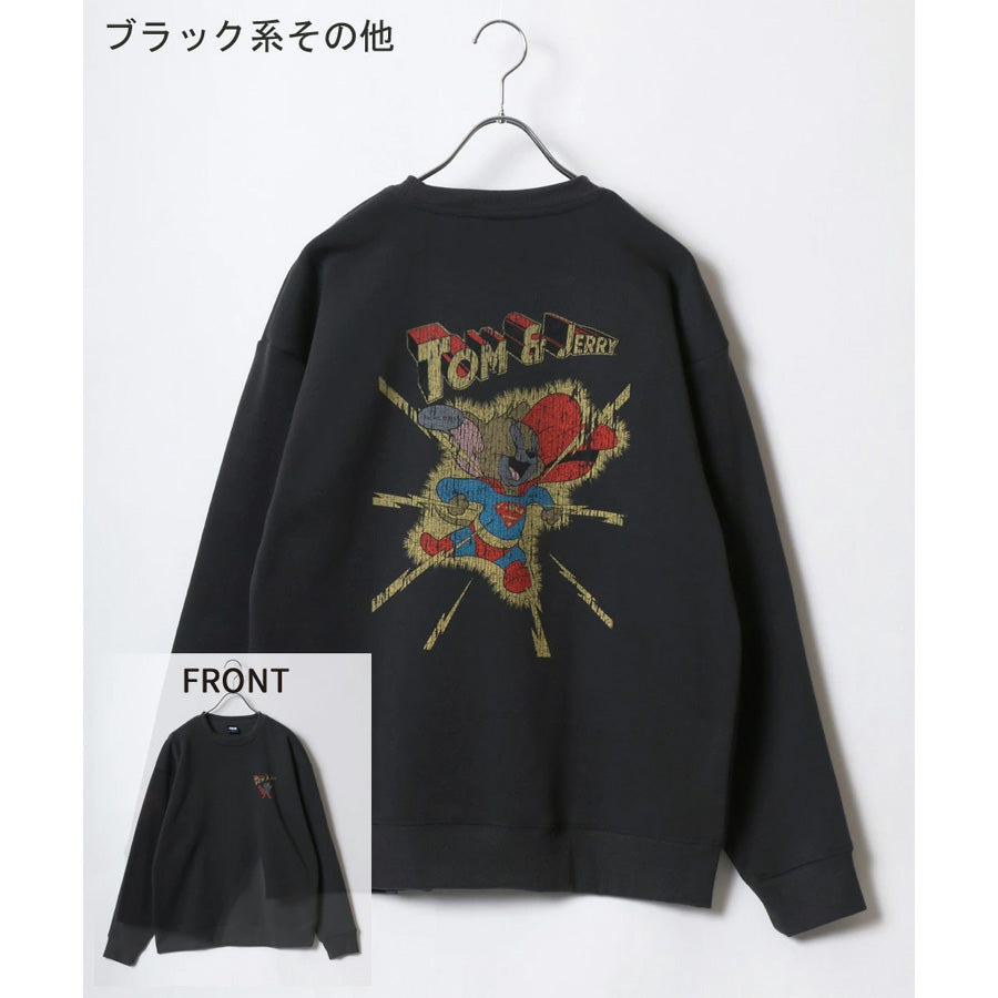 トムとジェリー スウェット トレーナー メンズ 裏起毛 ビッグシルエット オーバーサイズ ゆったり シンプル ロゴ入り ワンポイント 長袖 キャラクター レディース(0122280287)