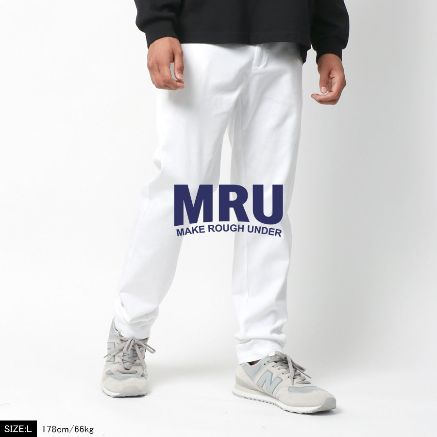 MRU エムアールユー チノパン メンズ 秋 無地 ストレッチ スキニーパンツ カラーパンツ スリム ボトム ボトムス(4145100002)