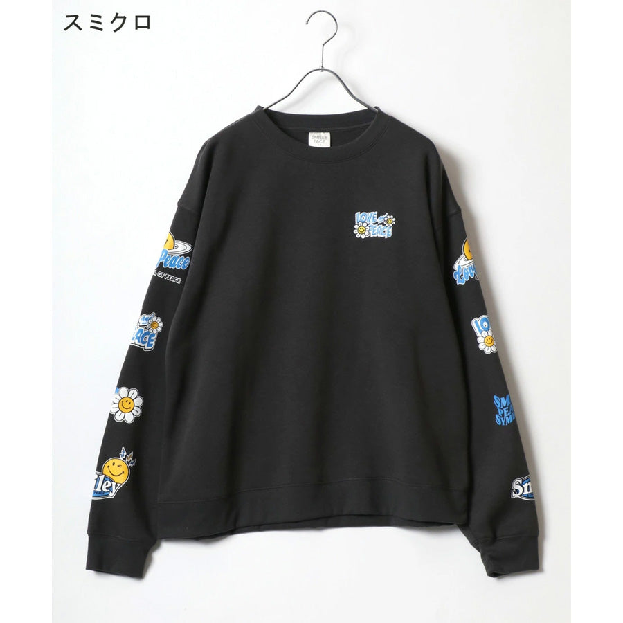 SMILEY FACE スマイリーフェイス スウェット トレーナー メンズ 裏起毛 ビッグシルエット ゆったり シンプル ロゴ入り 長袖 大きいサイズ おしゃれ かわいい レディース(0122510146)