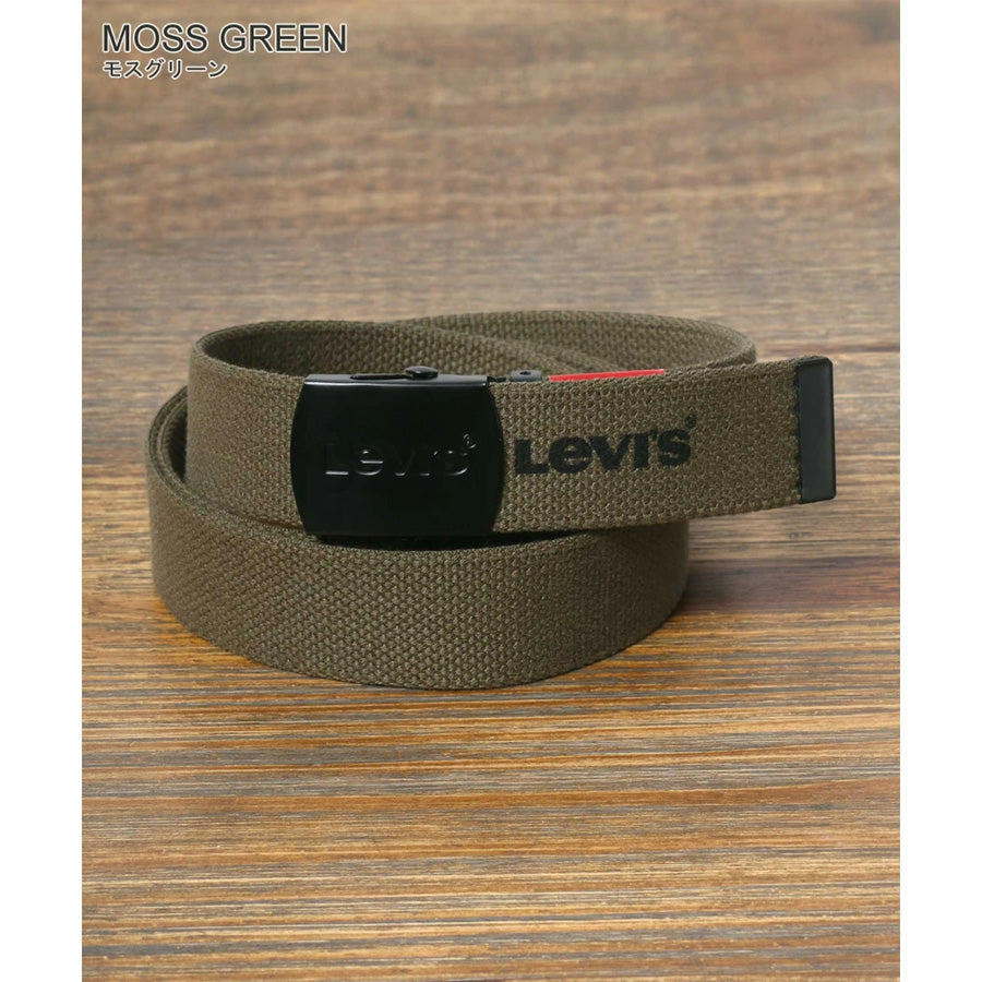 Levi's リーバイス GI ガチャベルト 35mm ブラックバックル 日本製 MADE IN JAPAN ブランド ロゴ ロングサイズ カジュアル ワーク 長さの調整~115cmまで可能(7718990029)