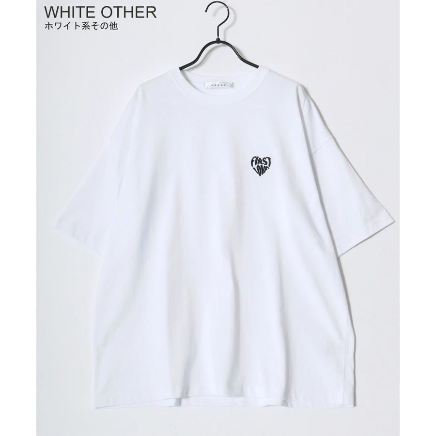 Lazar ラザル Tシャツ メンズ レディース ユニセックス 半袖 ロゴ ワンポイント 刺繍 ビッグシルエット オーバーサイズ ハート柄 カットソー(0115030058)
