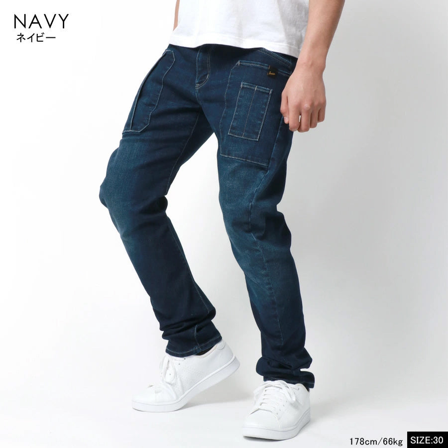 Jeanism EDWIN ジーニズム エドウィン カーゴパンツ ジーンズ メンズ デニムパンツ ジーパン スリム ゆったり アメカジ ストレッチ 大きいサイズ 3D 立体裁断 レギュラーパンツ ズボン ウォッシュ加工 テーパード(4171500018)