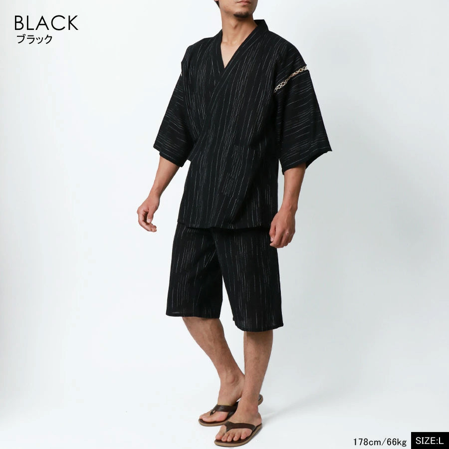 marukawa 甚平 甚兵衛 メンズ 涼しい おしゃれ 大きいサイズ じんべい jinbei しじら織 生地 半袖 上下セット 綿100 和服 和装 ルームウェア お祭り 花火大会 イベント(3192210014)