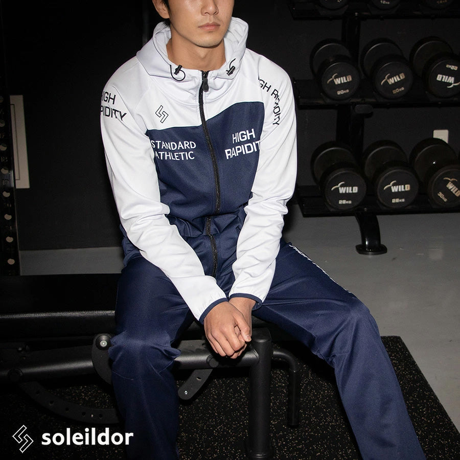 soleildor ソレイルドール スポーツウェア メンズ ジャージ 上下 セットアップ トレーニングウェア ブランド おしゃれ トップス パンツ 長袖 大きいサイズ ゆったり(0162210002)