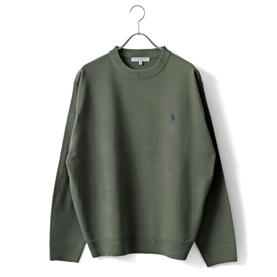 U.S. POLO ASSN. ユーエスポロアッスン ニット セーター メンズ レディース ユニセックス オーバーサイズ ハイゲージニット ブランド ロゴ ワンポイント刺繍 クルーネック(1137140001)