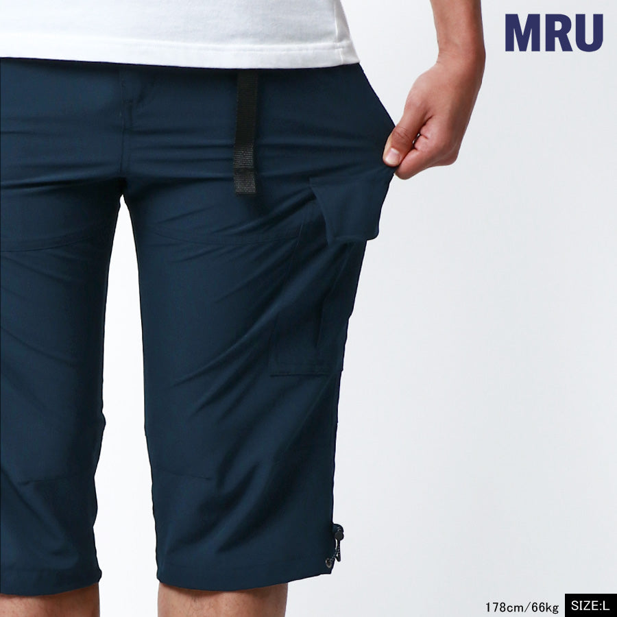 MRU エムアールユー 7分丈 カーゴパンツ メンズ 夏服 七分丈 ストレッチ UVカット ドライ ハーフパンツ ショートパンツ クロップドパンツ(5181120172)